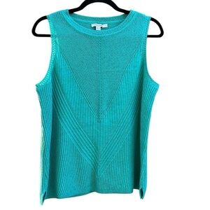 Chico’s Like New Sz L Turquoise Beachy Knit Sleeveless Summer Sweater